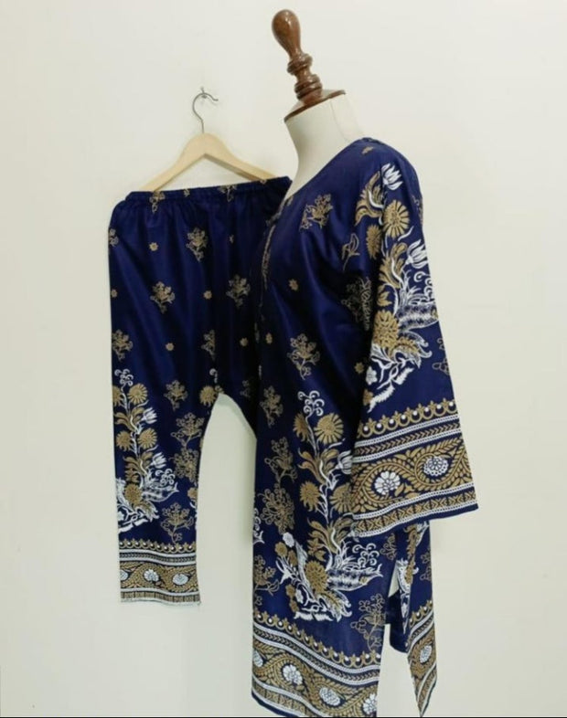 2 PCS WOMEN'S STITCHED LAWN PRINTED SHIRT AND TROUSER