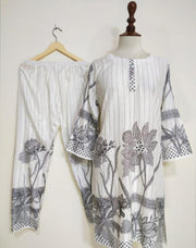 2 PCS WOMEN'S STITCHED LAWN PRINTED SHIRT AND TROUSER