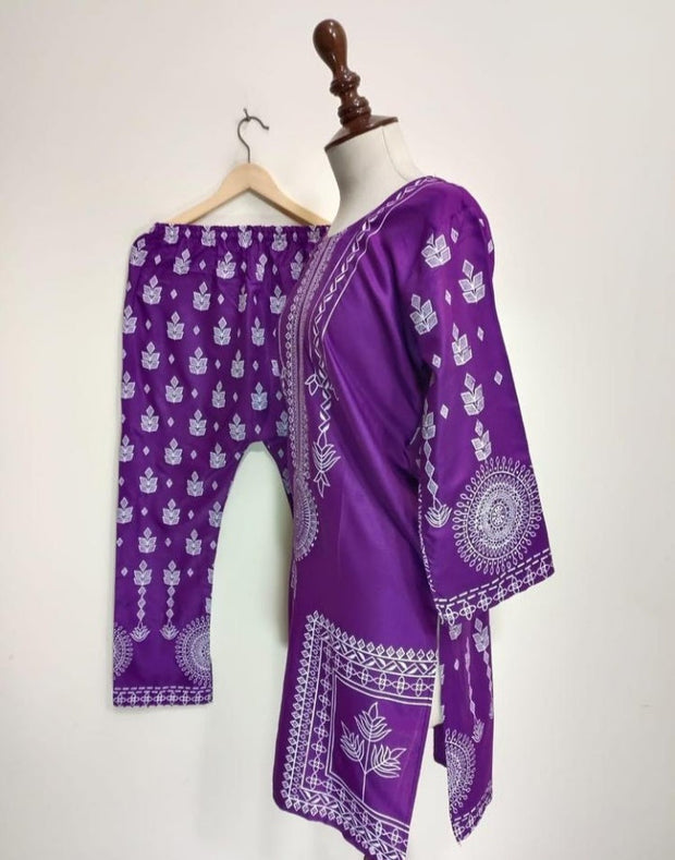 2 PCS WOMEN'S STITCHED LAWN PRINTED SHIRT AND TROUSER