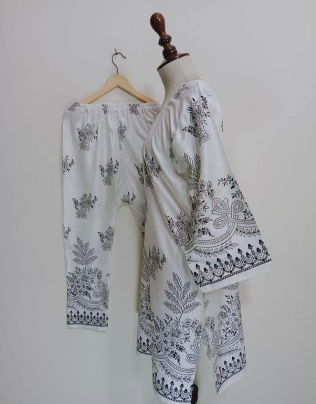 2 PCS WOMEN'S STITCHED LAWN PRINTED SHIRT AND TROUSER