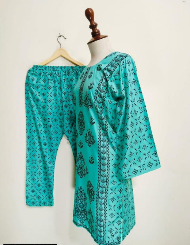 2 PCS WOMEN'S STITCHED LAWN PRINTED SHIRT AND TROUSER