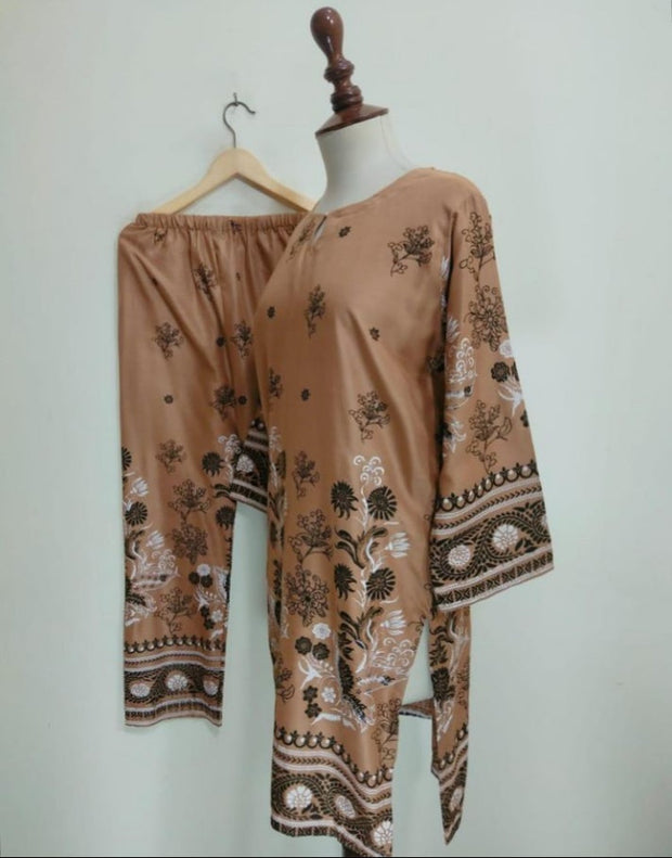 2 PCS WOMEN'S STITCHED LAWN PRINTED SHIRT AND TROUSER