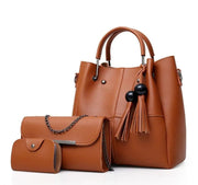 ALEXA 3 PIECE BROWN HANDBAG