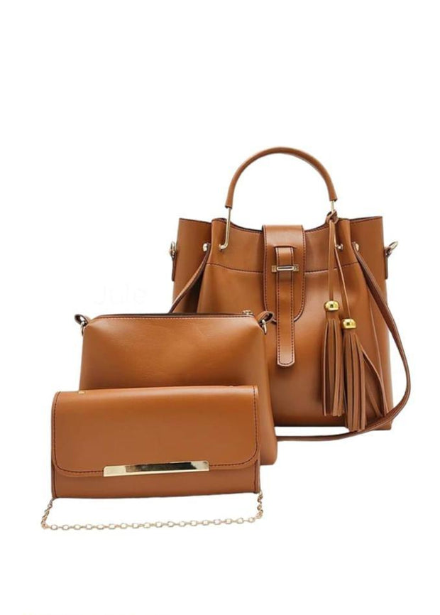 ALEXA 3 PIECE BROWN HANDBAG