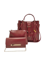 ALEXA 3 PIECE MAROON HANDBAG