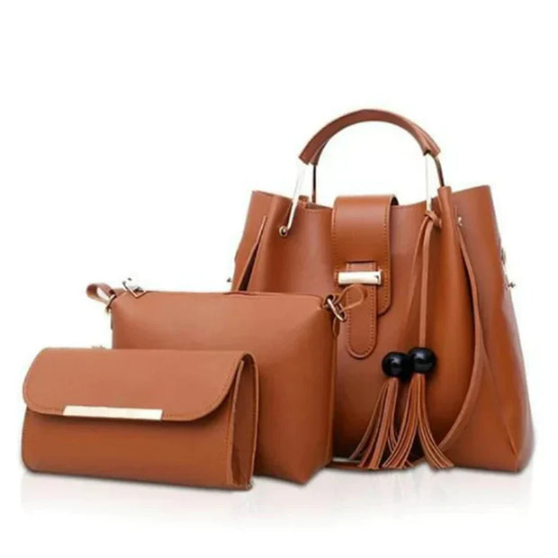 ALEXA 3 PIECE BROWN HANDBAG